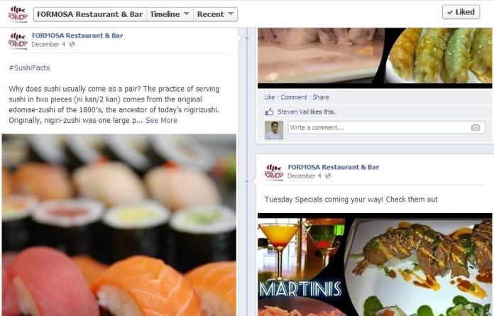 cebook page untuk restoran