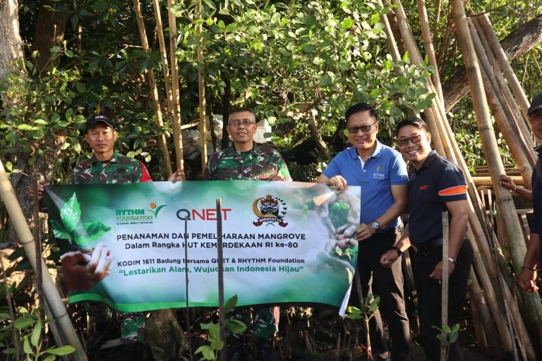 Ribuan Bakau Tumbuh Subur, Bukti Nyata Kepedulian QNET dan Kodim 1611/Badung