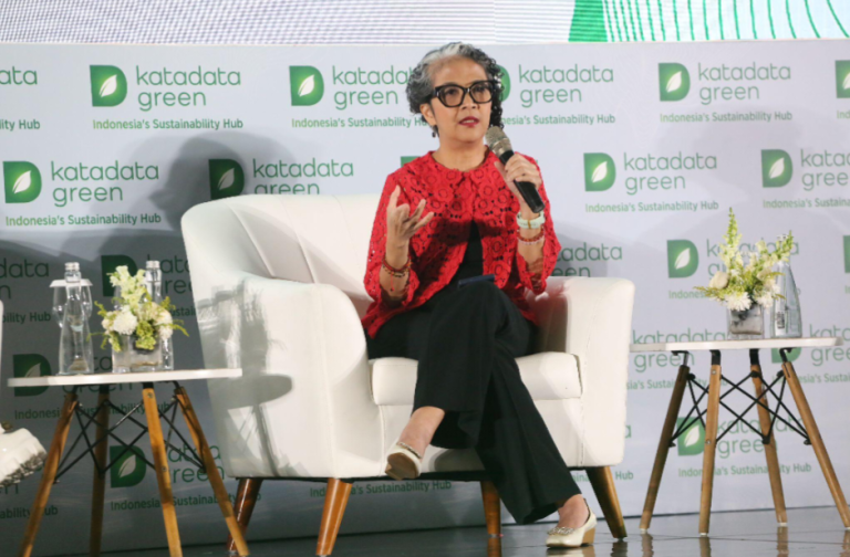 Wita Krisanti, Executive Director of the Indonesia Business Coalition for Women Empowerment (IBCWE) saat berbicara di Katadata Sustainability Action for The Future Economy (SAFE) 2025 di Jakarta, Kamis (11/09/2025). Dok. Katadata.